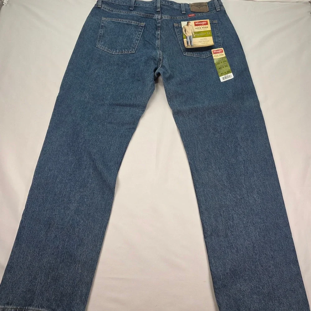 Wrangler Five Star Premium Denim Regular Fit Straight Leg Jeans Blue 40x32 NEW